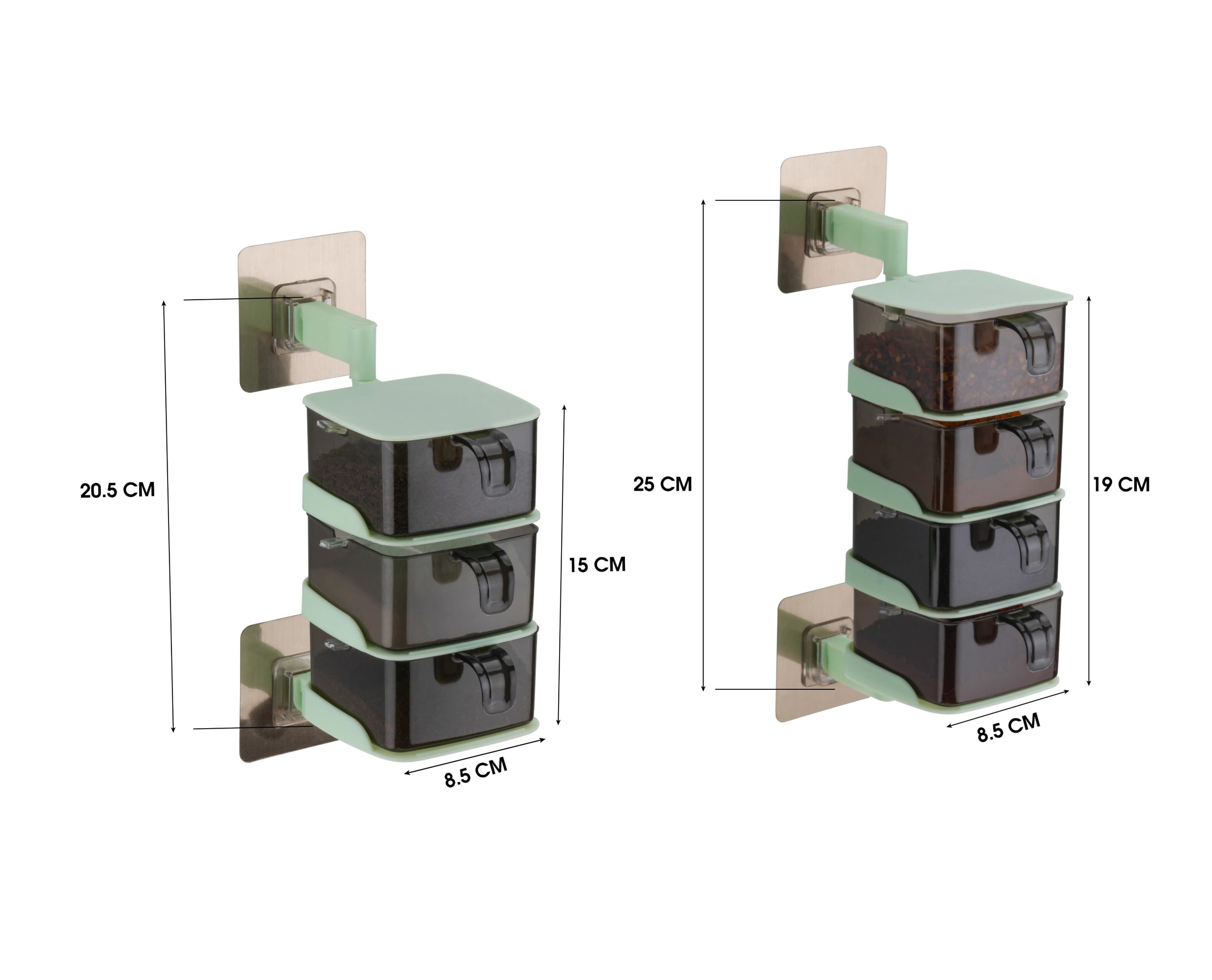 Spice Box 7 Layer, Wall Mount, Plastic Material, 2 pieces set (20.5*8.5 and 25*8.5)