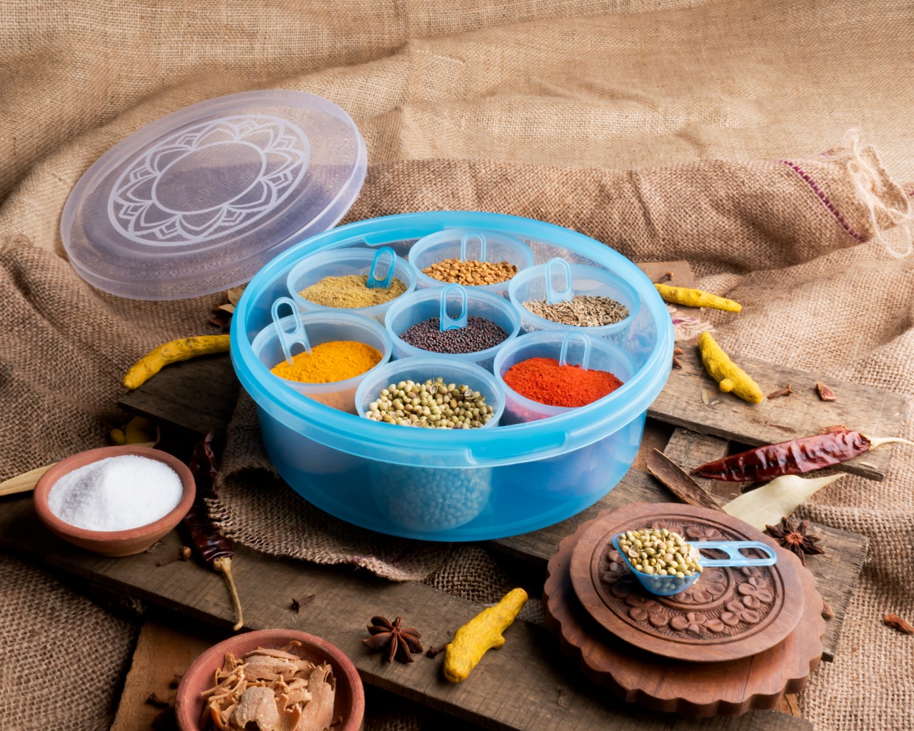 Circular Spice Box with Mandala Design (Transparent) (S.P.)